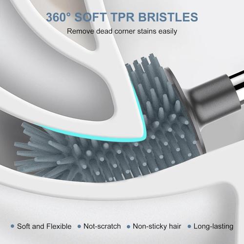 SetSail Silicone Toilet Bowl Brush and Holder Automatic Toilet Brushes for Bathroom with Holder Ventilated Toilet Cleaner Brush for Toilet Scrubber Cleaning - Grey