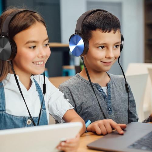 5 Pack 5 Colors, Premium Classroom Headphone with Microphone (5 Pack) - Kids Wired Earphones with Mic for School Students K-12 & Teachers, Soft Swivel On Ear Pads- Perfect for E-Learning, Meetings, Calls -(Colorful)