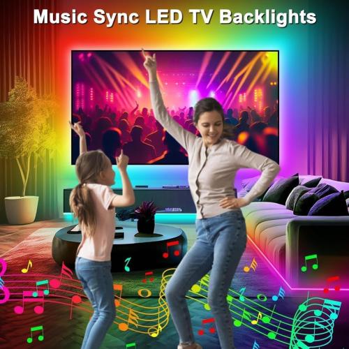 PSTAR LED Lights for TV Led Backlight, 16.4ft Music Sync RGB Strip Lights with Remote & App Control, USB Powered for 45-75 Inch TVs, Computer, Bedroom, Gaming Setup, Home Cinema