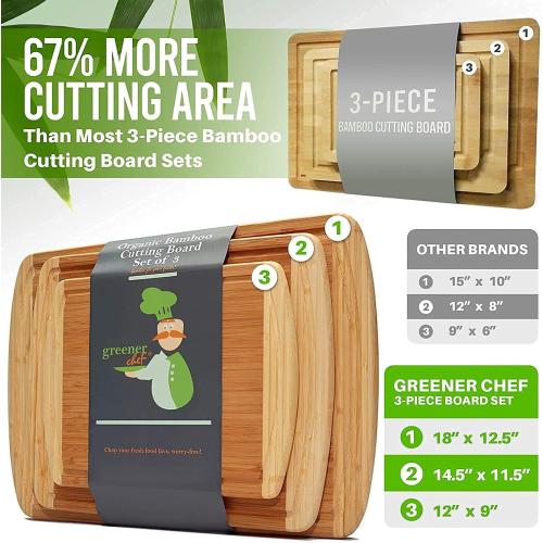 3pc Bamboo Cutting Board Set and XXL Bamboo Cutting Board by Greener Chef
