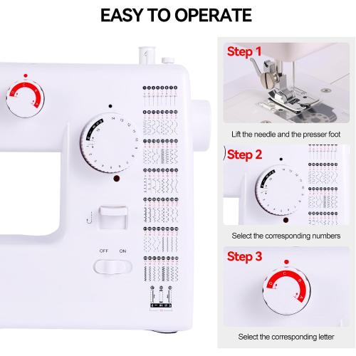 Multifunction Sewing Machines, Strong Motor with Enhanced Piercing Power, 59 Stitch Applications, Full Metal frame, Strong & Tough, with Foot Pedal, Storage Drawer, Accessory Kit