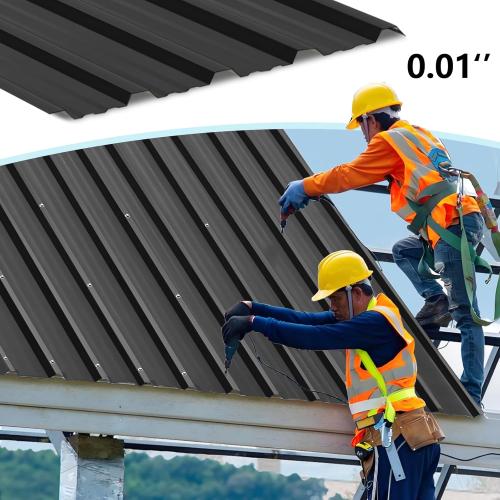 Metal Roof Panels - 20 Pcs Corrugated Pergola Roofing Panels Heavy Duty Waterproof Tin Roofing Materials for Shed Gazebo Patio Garages 42.52x16.77in, Black