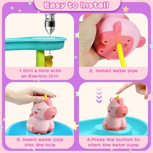 weirtoya Water Table Pump for Toddlers, Unicorn Toys Battery Powered Pump for Water Table Cordless Work Splash Toys Kids Toddler Summer Outddor Toys ‼️used‼️