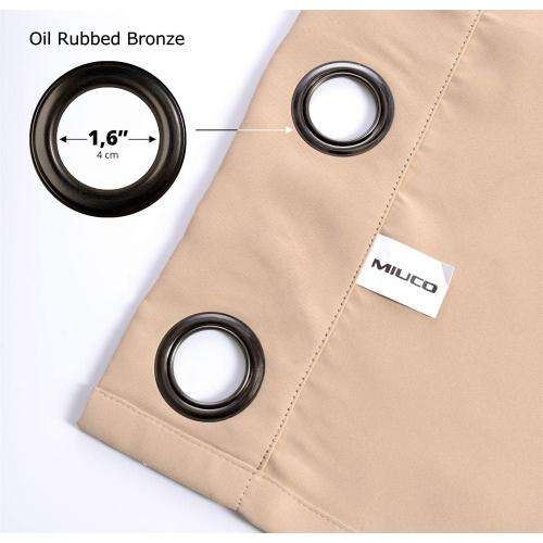 MIUCO Room Darkening Soild Grommet Blackout Curtains Panels for Nursery Window Curtains Set of 2 52x95 Inch Taupe, Bonus 2 Tie Backs Included
