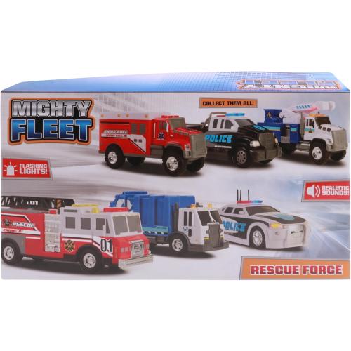 Mighty Fleet Rescue Force 12 Tough Cab Cherry Picker Toy Truck - Realistic Lights & Sounds, Movable Cherry Picker Arm, Free Wheeling Play, Ages 3