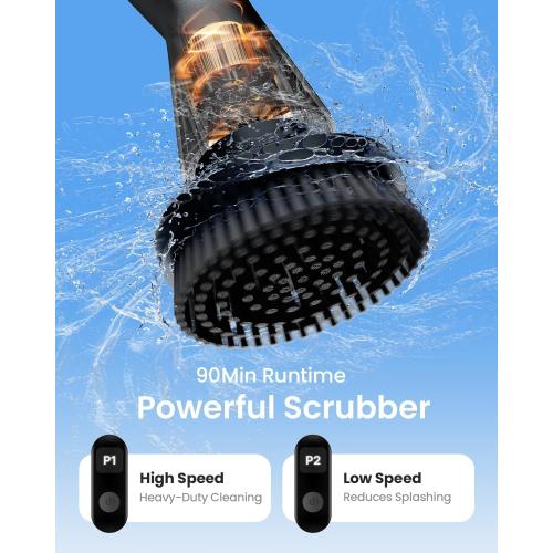 Leebein Electric Spin Scrubber, 2025 New Cordless Cleaning Brush Bathroom Scrubber, IPX7 Waterproof Shower Scrubber with 7 Brush Heads, Extendable Long Handle and 2 Speeds Scrubber for Bathtub Floor