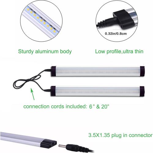 AIBOO LED Under Counter Light Rigid Bar Kit, Plug in Corded Under Cabinet Lighting with 12V LED Dimmable Switch for Counter Shelf Showcase Display Lighting (6 Panels,Warm White)