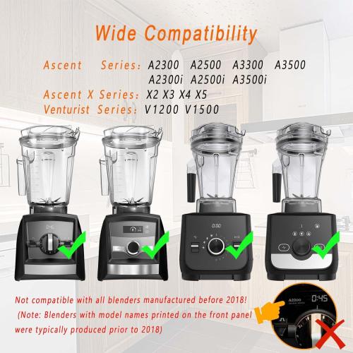 for Vitamix Blenders 64oz Ascent Container, replace A2300 A2500 A3300 A3500 X2 X3 X4 X5 V1200 V1500, compatible with Ascent/Ascent X/Venturist Series Pitcher Jar Cup