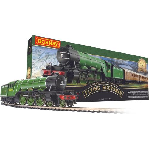 Hornby Electric Train Set - R1255M The Flying Scotsman A1Class - OO Gauge Train Starter Sets, Adult Vintage Trains, Small Hobby Model for Adults - with Tracks, MidiMat, Connecting Track, Controller