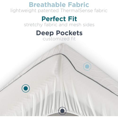 Tempur-Pedic TEMPUR-Protect Waterproof Mattress Protector, Queen, White