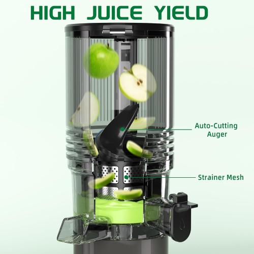 NEEDS CLEANING USED Cold Press Juicer, 6.5 Extra Wide Feed Chute Juicer Machines, 350W Slow Juicer Machines with High Juice Yield for Whole Vegetables & Fruits, BPA Free (Titanium Gray)