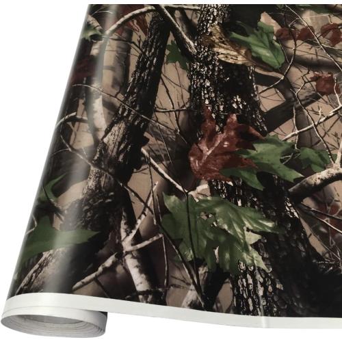 Queenbox Camo Vinyl Wraps, Woodland Maple Camouflage Self-Adhesive Car Sticker Decal Film Air Release Roll