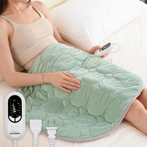 immtree Weighted Heating Pad for Period Cramps, 29 x 24 Extra Large Electric Heated Pads 5 lbs, Back Shoulder Knee Abdomen Pain Relief, Soft Warm Heavy Lap Blanket, Christmas Gifts, Grey Green