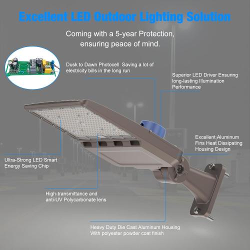 LED Parking Lot Light 300W, UL Listed 42,000LM 5000K Shoebox Light with Dusk to Dawn Photocell,Adjustable Arm Mount, IP66 Waterproof, Commercial LED Area Security for Parking Lot,Roadway,2PACK