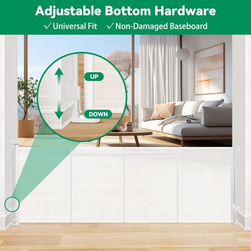Reinforced 85 Inch Wide Retractable Dog Gate Extra Long Baby Gate with Support Rods – Prevent Crawling Under, Indoor Extra Wide Retractable Baby Gate Retractable Gate Outdoor Gates for Decks, White