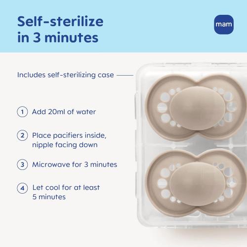 MAM Original Matte Baby Pacifiers 6-16 Months, Binky for Newborn Babies, BPA-Free Skin Soft Silicone Nipple, Easy to Clean, Developed with Medical Experts, 4 Pack, Made in Europe