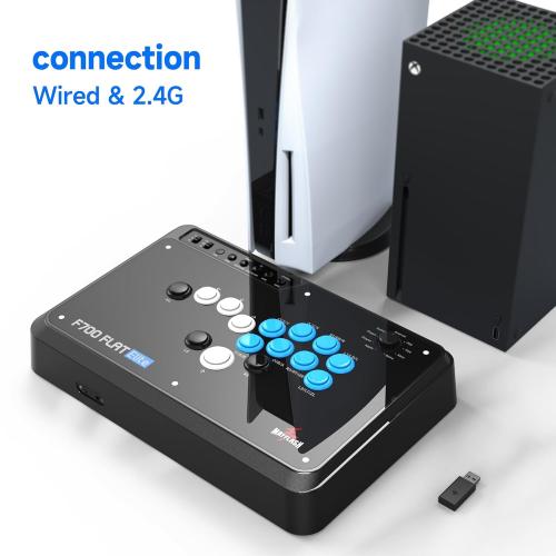 MAYFLASH F700 FLAT Elite Wireless Arcade Stick Leverless All Button Controller with Sanwa buttons Compatible with PS5, PS4, PC, Xbox Series S/X, Switch/Switch 2 Support Bluetooth, 2.4G and Wired