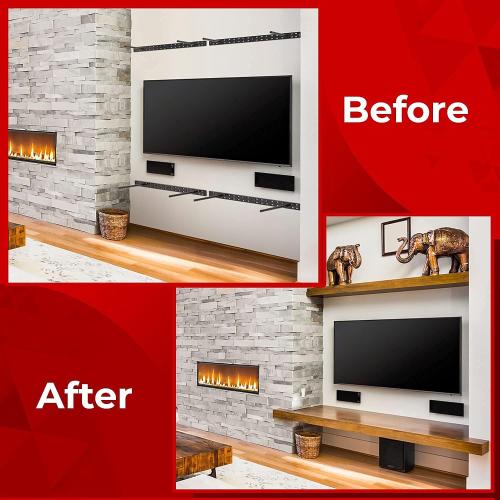 Hungsmart- 4 x 22 inch Heavy Duty Floating Shelf Bracket - Long Wall Shelves Support, Hidden Floating Shelf Hardware, Black Shelf Brackets, Perfect for Kitchen/Nursery/TV Wall Shelf Decor (8 inch rod)