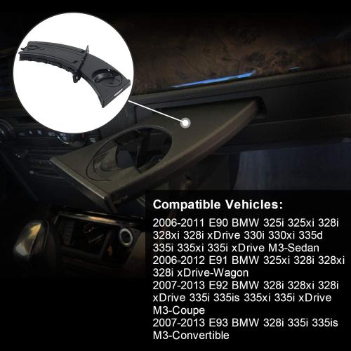 51459173463 Retractable Cup Holder Left Driver Side Compatible with E90 E91 E92 E93 325i 325xi 328i 328xi 330i 330xi 335d 335i 335i3 335xi M3 2006-2013