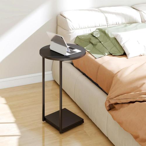 DCLRN Small End Table,c Table End Table for Sofa,Round Coffee Table is Suitable for Living Room and Bedroom.(Black)