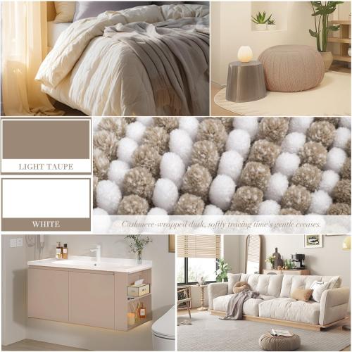 BSICPRO Bathroom Rugs and Mats Sets, 2 Piece Thick Absorbent Chenille Non Slip, Soft Shaggy Floor Mats, Machine Washable (Light Taupe)