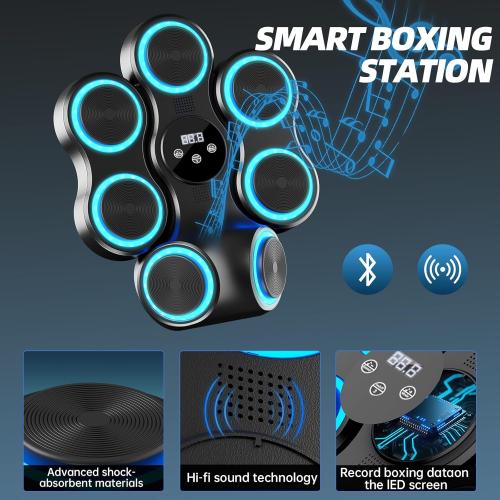 Music Boxing Machine for Adults Kids Interactive Punching Trainer with Boxing Gloves, Large Size Wall Mounted Electronic Boxing Target