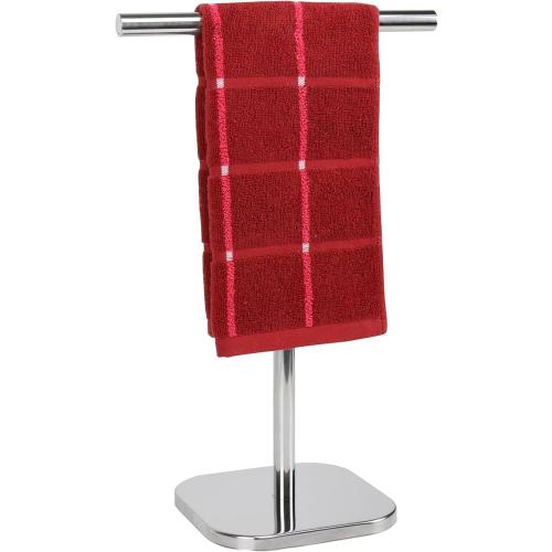 TocTen Hand Towel Holder Stand, T-Shape Hand Towel Rack for Bathroom Vanity Countertop, SUS 304 Stainless Steel Bath Towel Bar Stand with Heavy Duty Base (Polish Chrome)