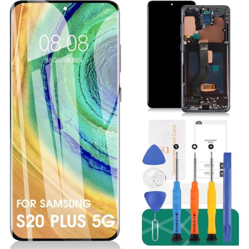 TFT for Samsung Galaxy S20 Plus 5G LCD Screen Replacement for Samsung S20  5G Display Digitizer for Galaxy SM-G985 SM-G986 SM-G986F SM-G986U Touch Screen Repair Kits(Black,with Frame)