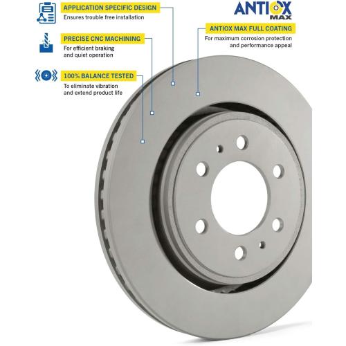Set of 2 Goodyear Brakes PRK91866R | Rear Premium Brake Kit with Pair (2) of AntiOx Coated Brake Rotors and Ceramic Brake Pads fits Lexus HS250h 12-10; Toyota RAV4 18-06