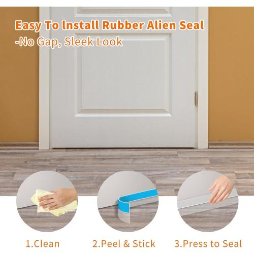 T-Shaped Rubber Weather Stripping Door Seal Extra Thick 2mm, 1.38 in x 40 Ft Heavy-Duty Alien Draft Seal Insulation Tape for Doors, Windows and Glass Shower Sweep Gaps(Clear)