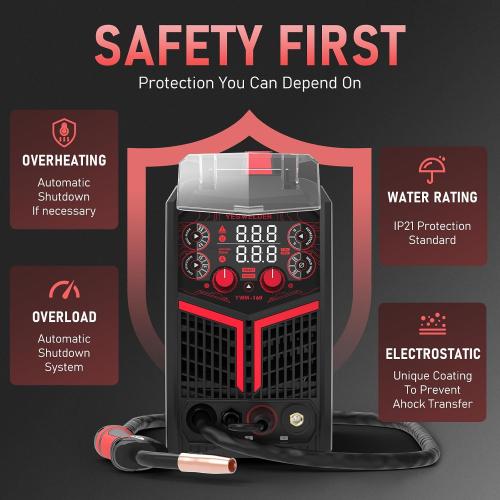 YESWELDER 160A MIG Welder, 110V/220V MIG/Flux Core/Lift TIG/Stick | 4-In-1, synergic control, clear digital display, efficient setup, beginner friendly