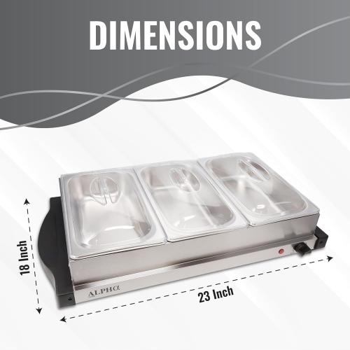 Alpha Living 3x2.5 QT Food Warmers for Parties Buffet Servers and Warmers – Premium Catering Supplies Buffet Display – Stainless Steel Electric Food Warmers with Temperature Control