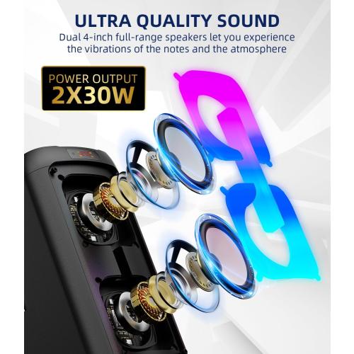 Karaoke Machine for Adults, Bluetooth Speaker with 2 Wireless Microphones, Portable PA System with Dicso Lights for Big Pary, Stage Subwoofers, Outdoor, Ideal Gifts for Family, Music Lover