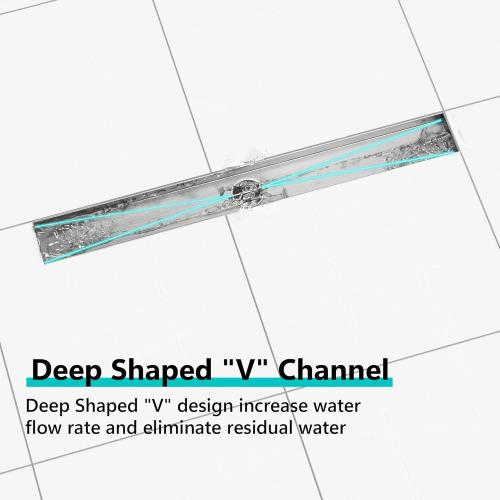 Neodrain Brushed 48-Inch Linear Shower Drain,with 2-in-1 Flat & Tile Insert Brushed Cover, Rectangle Shower Floor Drain, Floor Shower Drain with Adjustable Leveling Feet, Hair Strainer