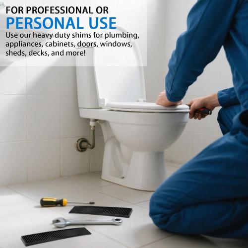 Composite Shims 7.75 Plastic Wedges (12 Pack) - Extreme Load Support Leveling Shims for Furniture, Door, Toilet, Table - Never Rot Shims with Anti-Slip Design（Black）
