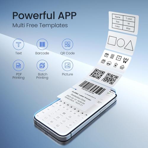 CLABEL Desktop Barcode Label Printer: 221D Bluetooth Label Maker with Direct Thermal Printing, 2 Inch Print Width for Barcodes Address Office Warehouse with 1 Roll Label
