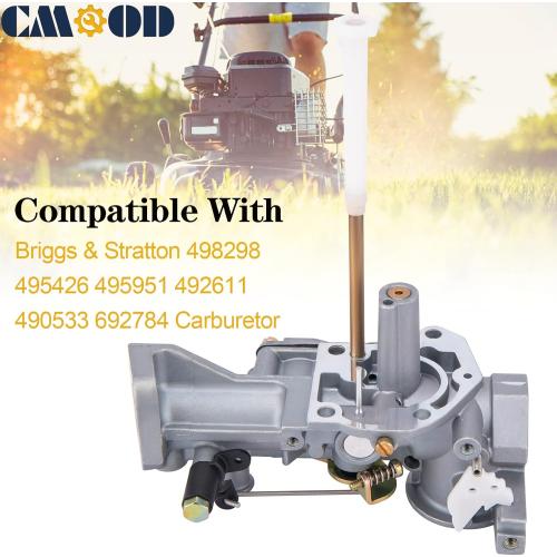 498298 Carburetor for Briggs & Stratton 495426 495951 492611 490533 692784 5 HP Carb 135202 130202 137202 135212 133202 134202 133212 112202 112231 112232 Carburetor with 491588S Air Filter