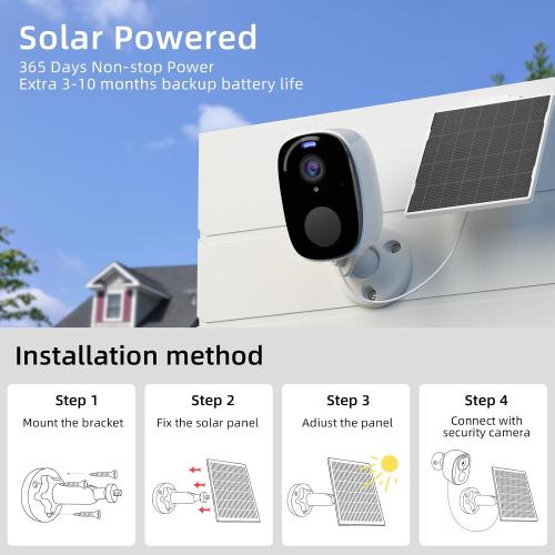 4pc Solar Security Cameras Wireless Outdoor, 2K Battery Powered Cameras for Home Security, 2.4/5G WiFi Camera with Solar Panel, Color Night Vision, AI Detection, 2 Way Talk, IP65, SD/Cloud