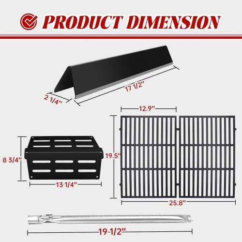 Genesis Grill Parts Flavorizer Bars for Weber Genesis 300 Series, Genesis E310 E320 E330 S310 S320 S330 Grill with Front-Mounted Control,7622 Heat Deflectors,62752 Gril Burners and 7524 Grill Grate