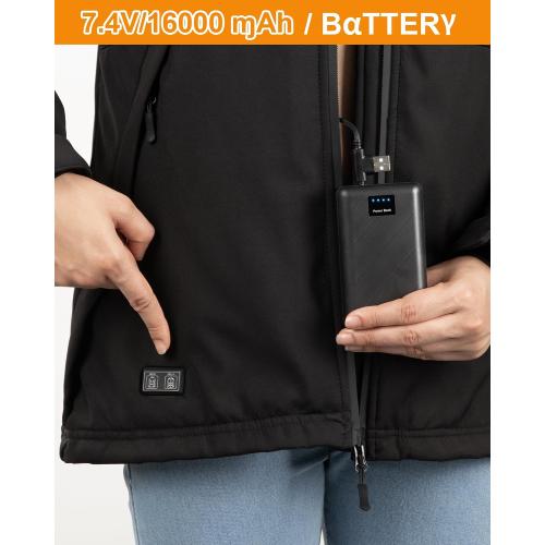 Heated Jacket for Men without Bαtterγ Pack, Winter Outdoor Soft Shell Electric Heating Coat with Detachable Hood size XL