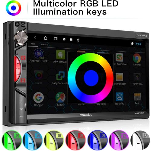 Android Double Din Car Stereo, aboutBit in-Dash GPS Navigation Multimedia Radio Receiver - 7 inch HD Touch Screen Mirror Link WiFi Bluetooth Rearview Camera Dual USB AM & FM Radio 1G/16G