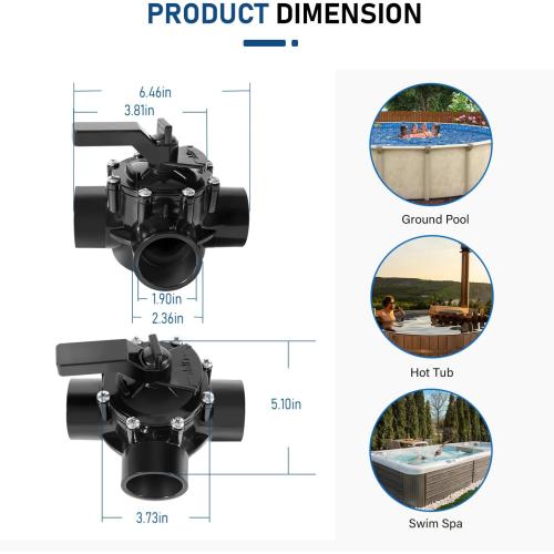 4715 3-Port 1.5 to 2-Inch Diverter Valve Replace Part for Jandy 1.5 Inch 3 Way Positive Seal Diverter Valve Compatible with Ground Pool, Tub & Spa System