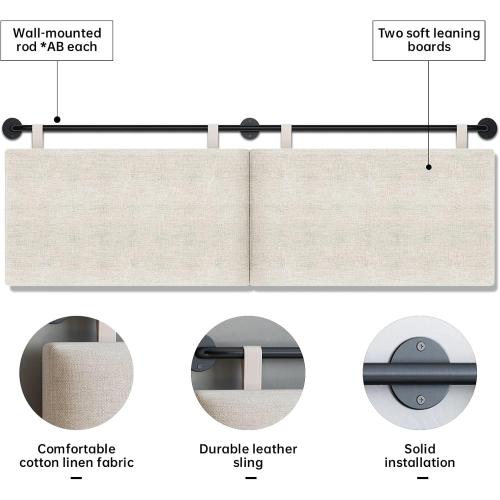Headboard for King Size Bed, Wall Mounted Headboard with Fine Linen Upholstery and Button Tufting, Adjustable Heigh Head Board for Bedroom (Beige, King)