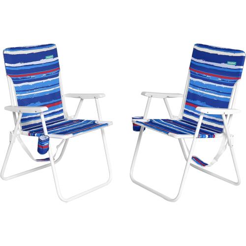 SunnyFeel 15 Tall Folding Beach Chair for Adults 2 Pack, Oversized Portable High Seat Sand Chair Heavy Duty 300 LBS, Foldable Camping Lawn Chairs for Camp/Outdoor/Travel/Picnic/Concert/Sports