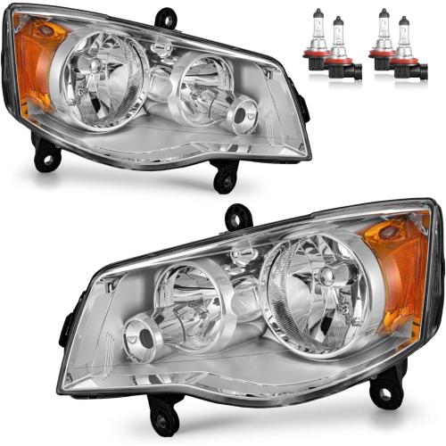 Headlights Assembly for 2011-2020 Dodge Grand Caravan, for 2008-2016 Chrysler Town Country Headlamp Replacement Passenger and Driver Side