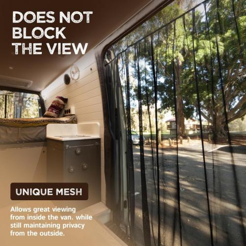 Living in a Bubble Van Bug Screen for Standard Roof Mercedes Sprinter & Ford Transit and High Roof RAM Promaster, Universal Size Side Door Flyscreen Mosquito Net, Center Magnetic Closure