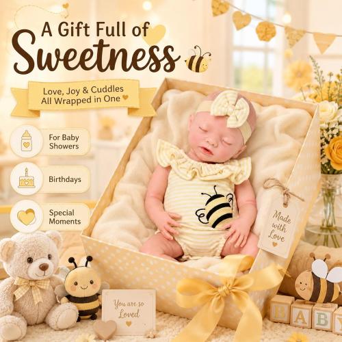 BABESIDE 16 Inch Silicone Baby Doll Weighted 4LB, Lifelike Newborn Dolls
