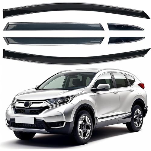 Shatterproof Out-Channel Window Deflectors for Honda CR-V (CRV) 2017-2022, Rain Guards, Window Visors for Cars, Vent Deflector, Car Accessories, 6 pcs (for CRV 17-22 6-Piece Chrome)