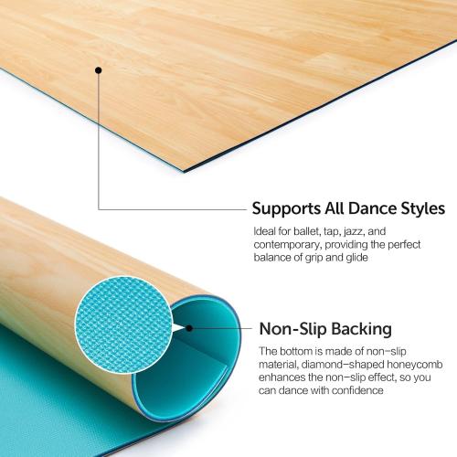 Marley Dance Floor, Portable PVC Dance Mat 4x6 Feet with Carry Bag Non-Slip Shock-Absorbing Vinyl Flooring for Ballet Jazz Tap Home Studio Practice -4.5MM Thick for Adults and Kids