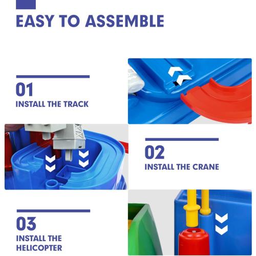 hahaland 3 Year Old Toys, Car Race Track City Rescue Toy Gifts for Boys 3-4 | Fine Motor Skills Toy with 3 Mini Cars & Magnetic Helicopter, STEM Montessori Learning Educational Birthday Gifts for Toddler